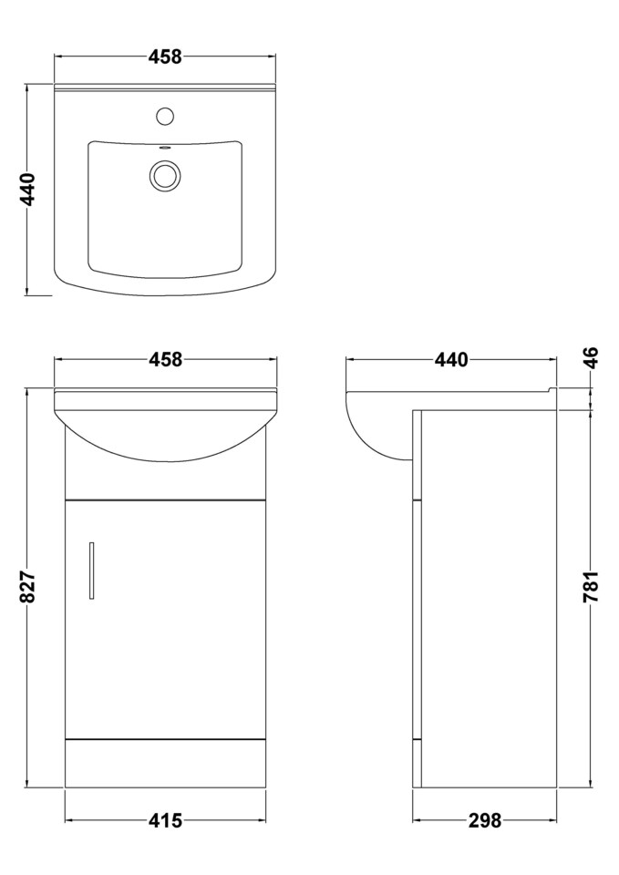image 1 of Balterley Modern Floor Standing Bathroom Single Door Vanity and Rectangular Basin Unit - Soft Close Door | Grey | Satin Dark Grey
