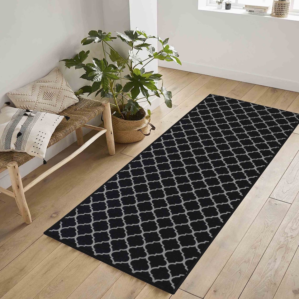 image 1 of Machine Washable Trellis Design Anti Slip Doormats - Runners