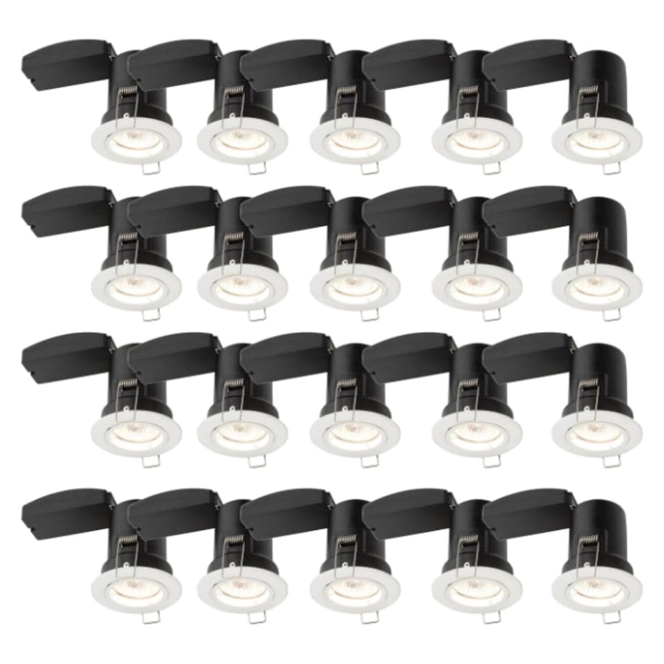 image 1 of Set of 20 Fire Rated Downlights - White Fixed GU10 Recessed Downlights