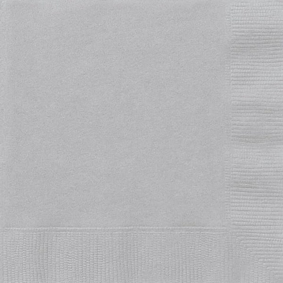 image 1 of Pack of 20 Silver Solid Beverage Napkins