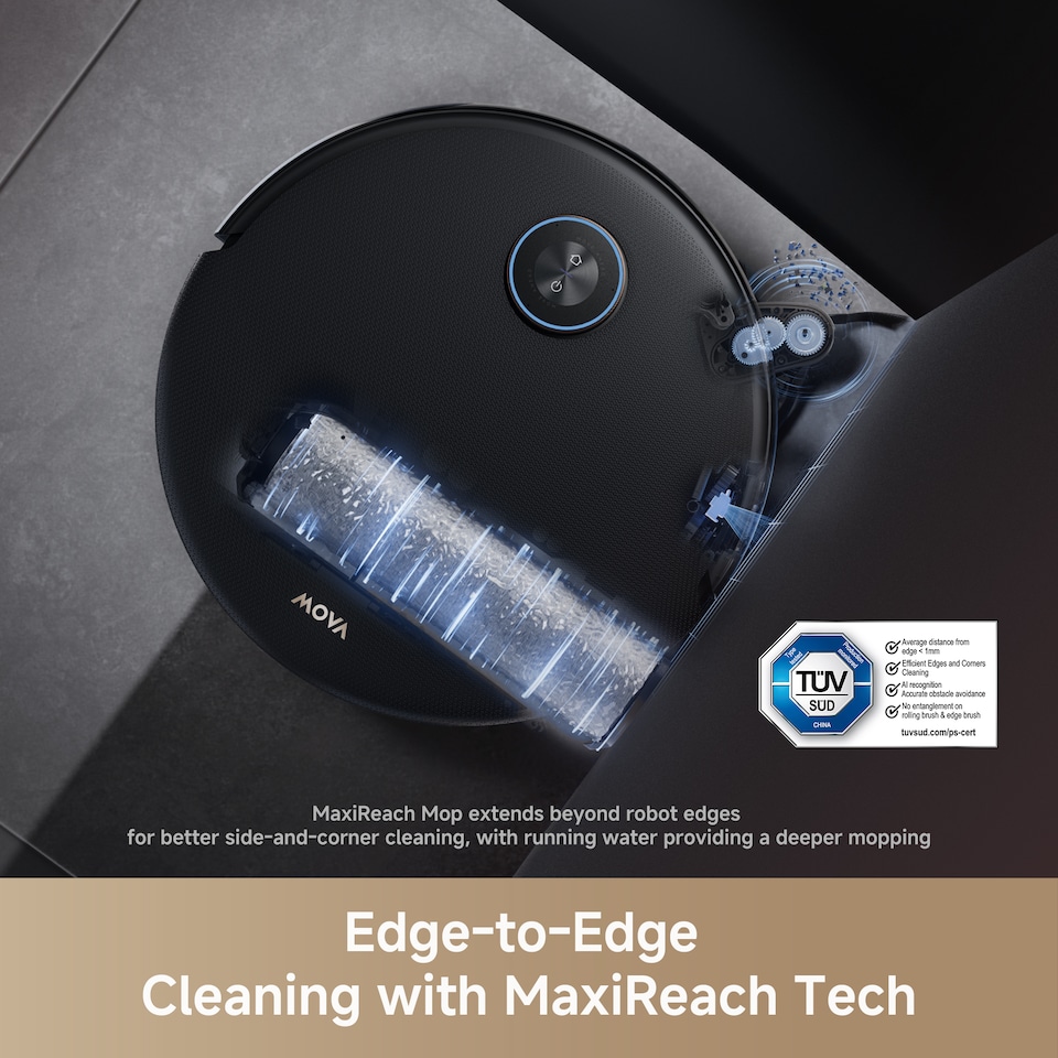 image 1 of MOVA Z60 Ultra Roller Complete Robot Vacuum Cleaner and Mop, 28000Pa Suction Power, Obstacle Avoidance and Step Clearance, Black