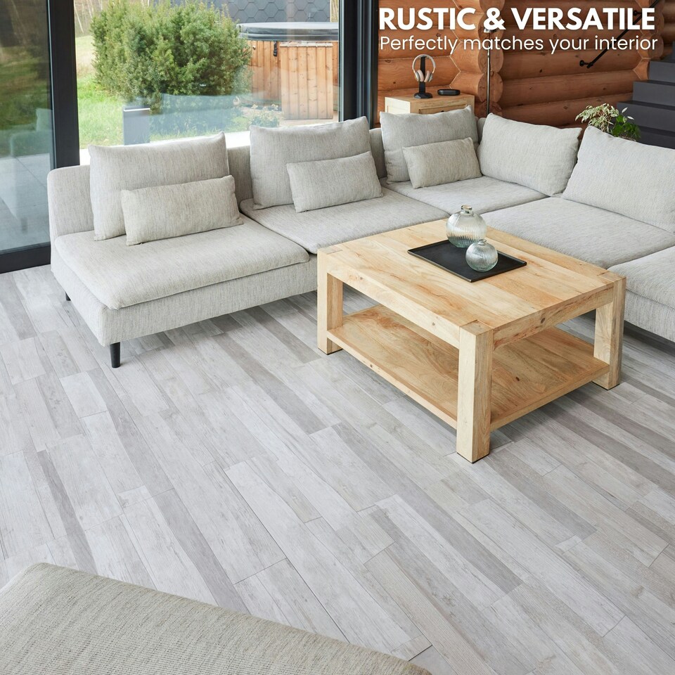 image 1 of NOVECRAFTO Self Adhesive Vinyl Floor Plank – Peel & Stick 36x5.98 in – Light Grey Ash Breeze – Wood Effect – Waterproof DIY Flooring – Easy to Install Grey | 5 sqm