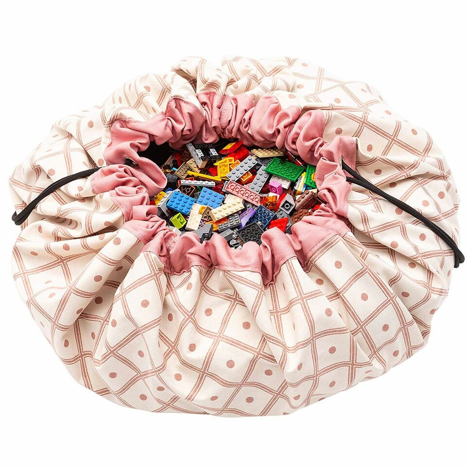 OHS Play & Go 2 In 1 Geo Storage Bag And Playmat, 140cm Coral Pink