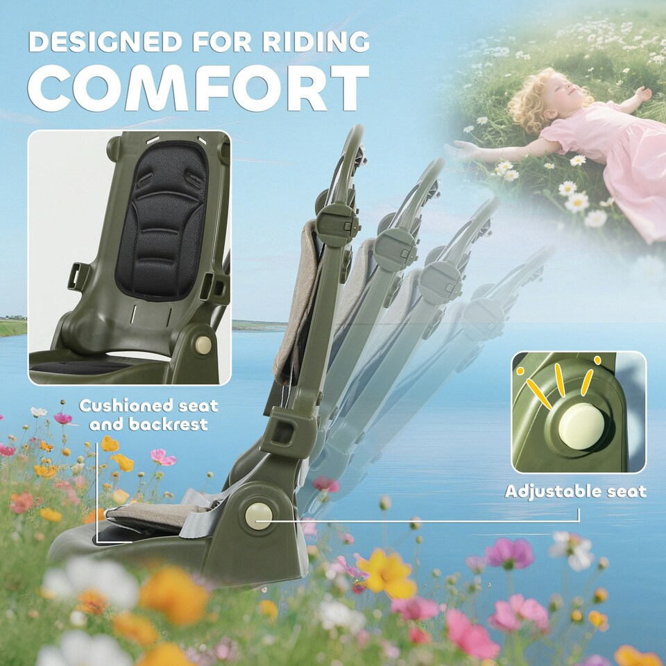 image 1 of AIYAPLAY 5 in 1 Foldable Kids Trike, Toddler Tricycle for 1-3 Years, Dark Green