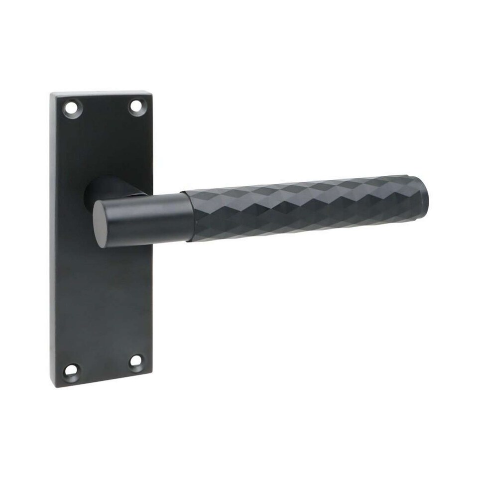 image 1 of Golden Grace 4 Pairs Victorian Knurled Diamond Cut T-Bar Interior Door Handle on Backplate Matt Black - 120mm x 40mm