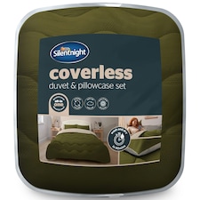 Silentnight 10.5 Tog Seersucker Coverless Duvet and Pillowcase Set N/A | Olive/Natural | King