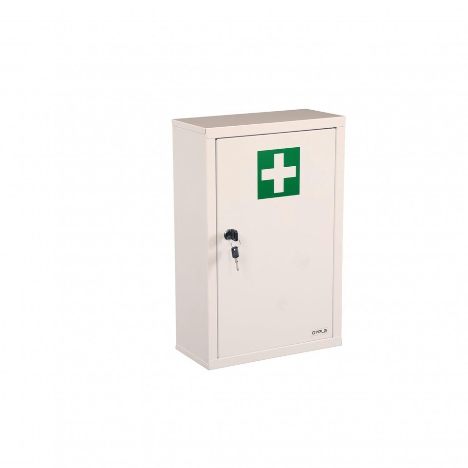 image 1 of Oypla Wall Mounted Metal First Aid Medicine Medical Cabinet Locker White