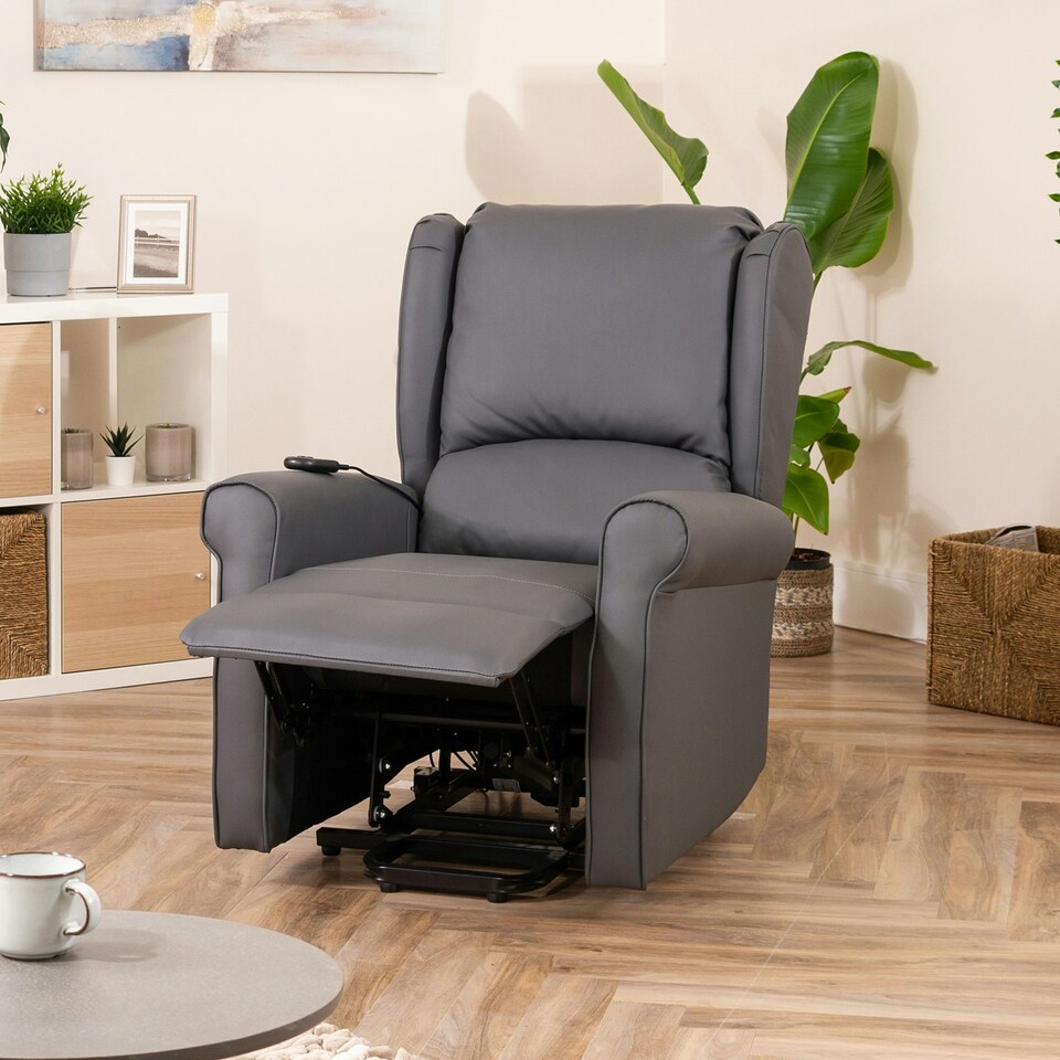 image 1 of Corcoran Electric Riser Recliner with Massage and Heat - Grey