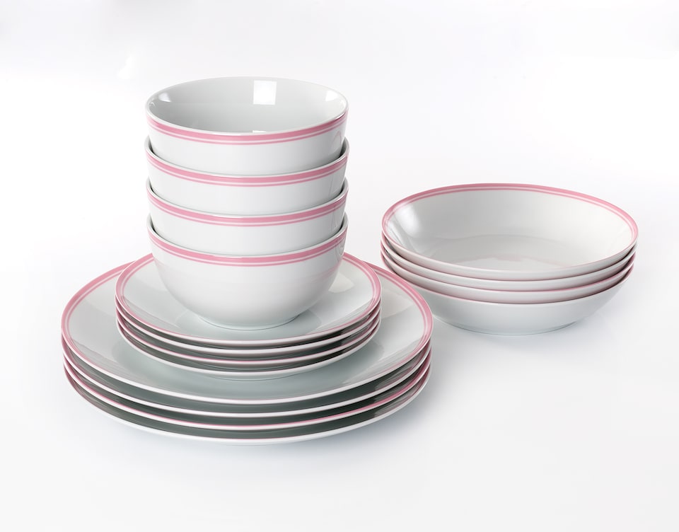image 1 of 16 Piece St Ives Pink  Dinner Set
