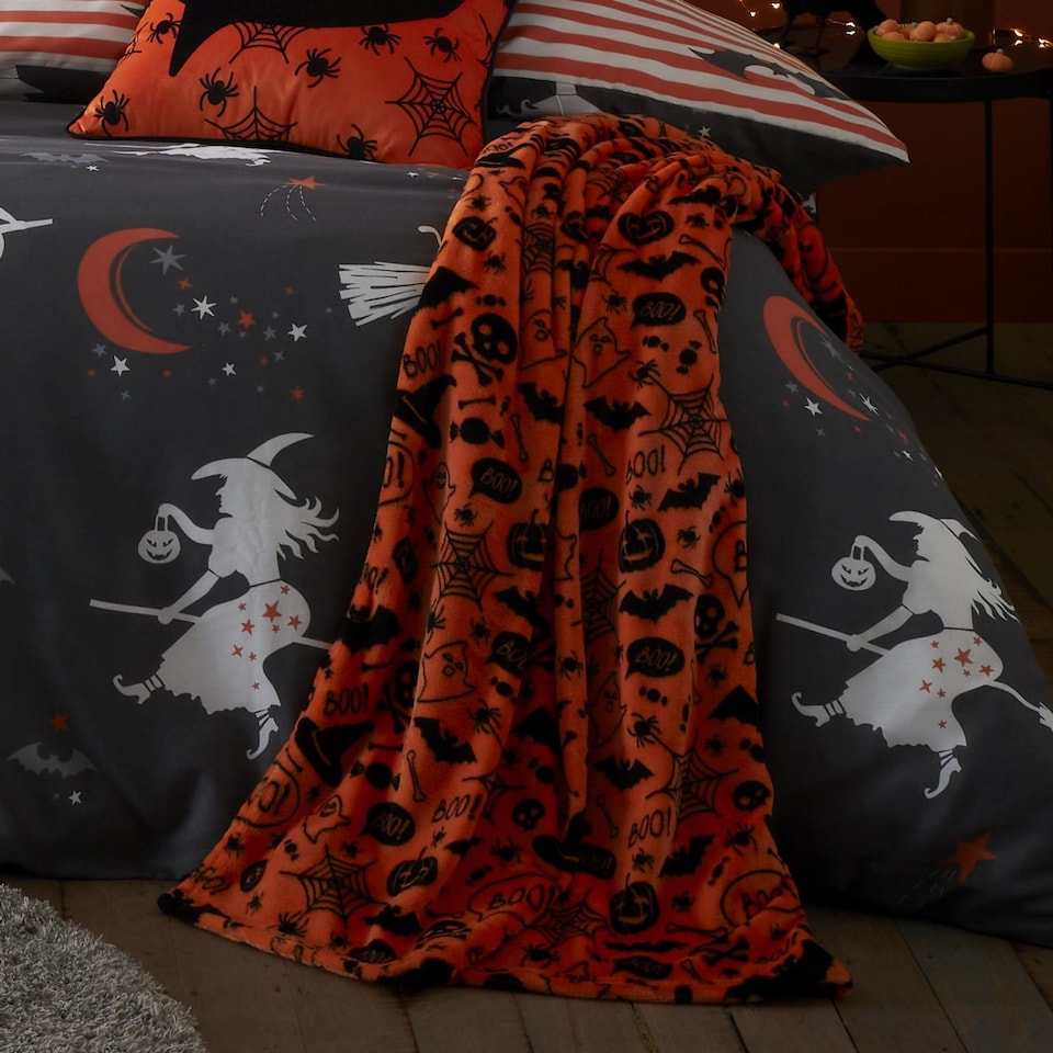 image 1 of Bedlam Boo Halloween Throw Orange