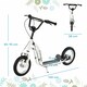 image 7 of HOMCOM Kids Stunt Scooter with 12" Rubber Tyres, Adjustable Handlebar, White