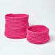 image 5 of Homescapes Hot Pink Cotton Knitted Round Storage Basket - 37 x 21 cm Pink | M