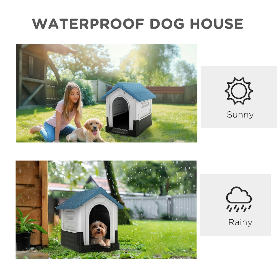 image 1 of PawHut Dog Kennel for Outside Plastic Dog House for XS Dogs, 64.5 x 57 x 66cm