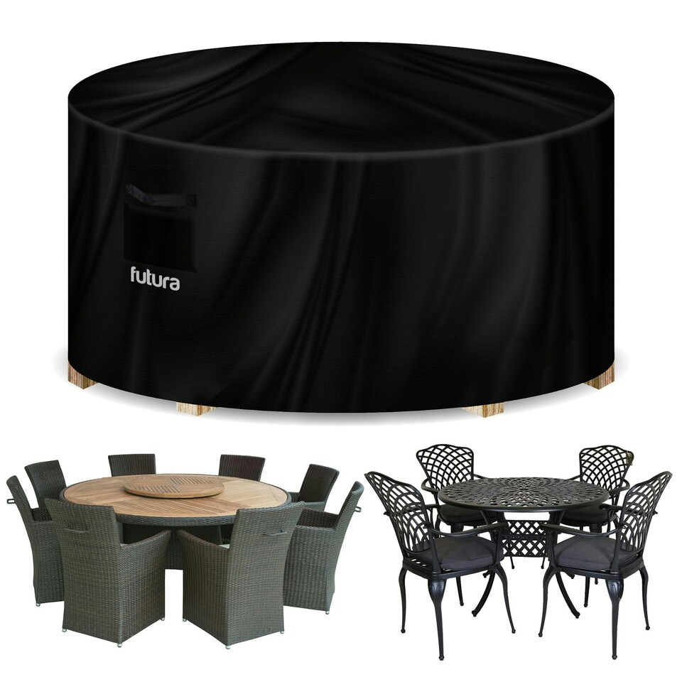 image 1 of Futura Round 230x100cm Waterproof Garden Furniture Cover  600D | Black | Black | 230x100cm | 1