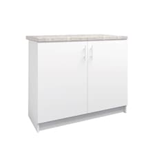 JD Greta Kitchen Base Unit 1000mm Storage Cabinet With Doors Shelf 100cm White Matt with Worktop