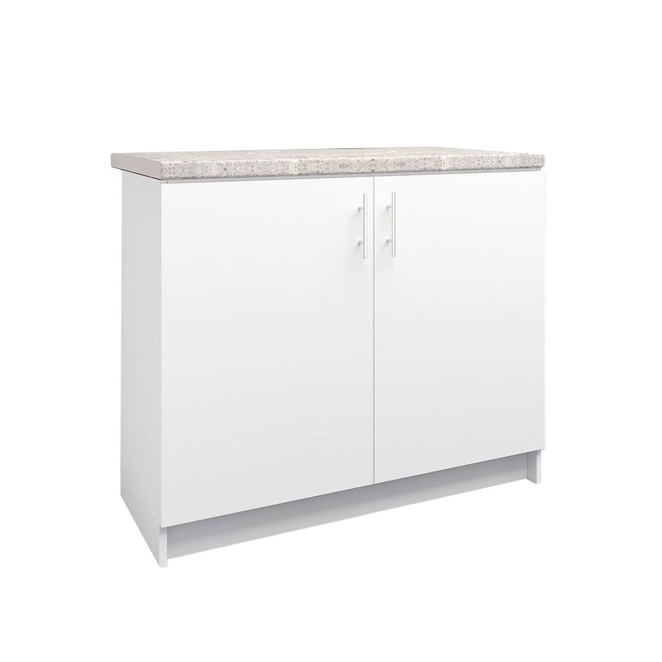 image 1 of JD Greta Kitchen Base Unit 1000mm Storage Cabinet With Doors Shelf 100cm White Matt with Worktop