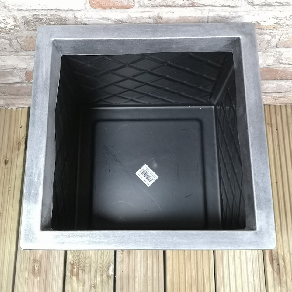 image 1 of Large Lazio Square Grey Pewter Garden Planter 39cm H x 39cm  W | Grey | Grey
