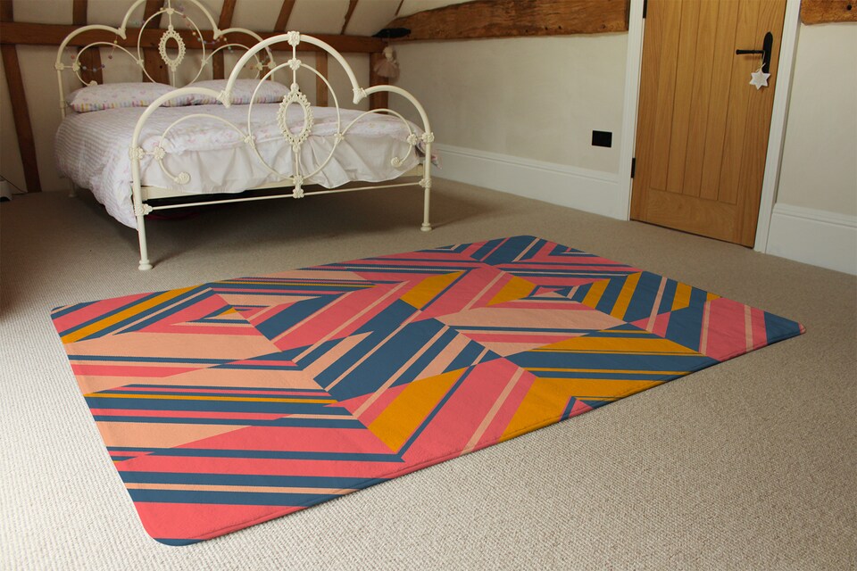 image 1 of Striped Bright Geometric Pattern Rug | Multi