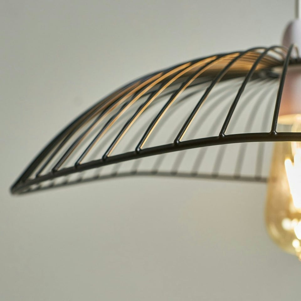 image 1 of ValueLights Wavy Umbrella Design Black Wire Ceiling Pendant Light Shade