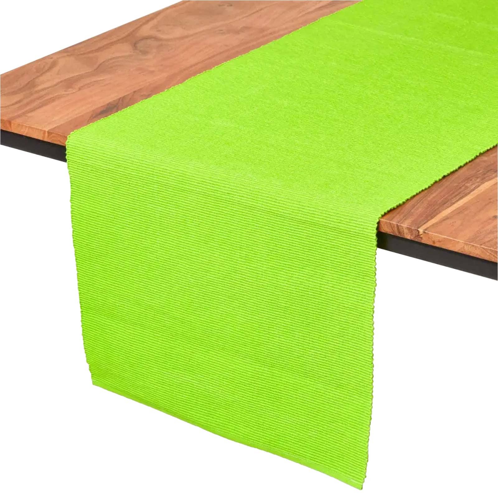 Homescapes Cotton Plain Lime Green Table Runner - 44 x 178 cm Green