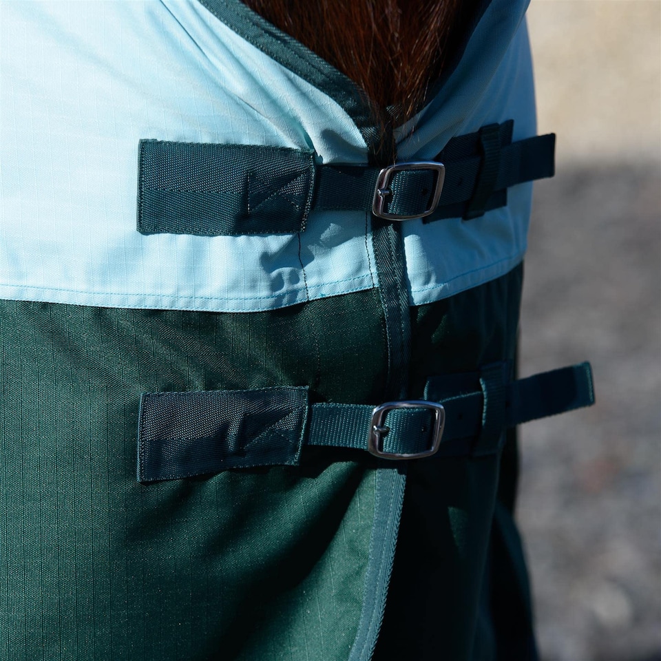 image 1 of eQuitack 600D Waterproof Horse Turnout Rug 0g No Fill Regular Neck Pista Aqua/Bottle Green 6'9''