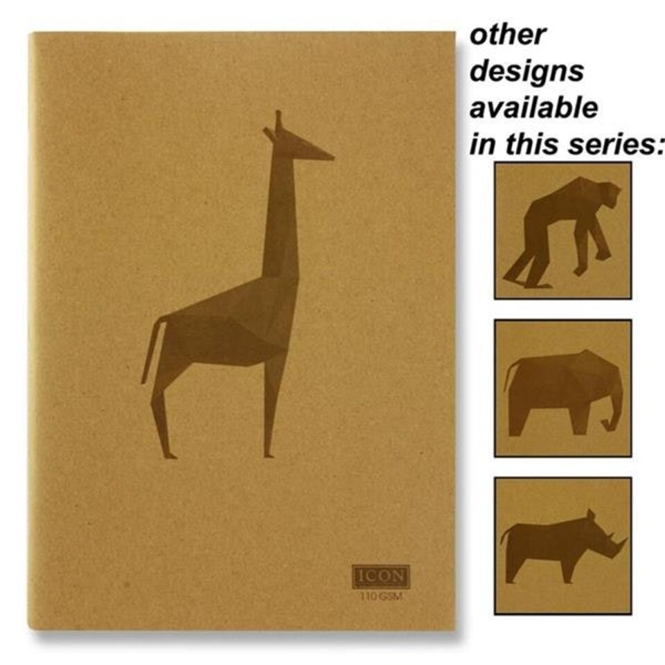 image 1 of A4 80 Pages 110gsm Animalia Design Kraft Sketch Book by Icon Art