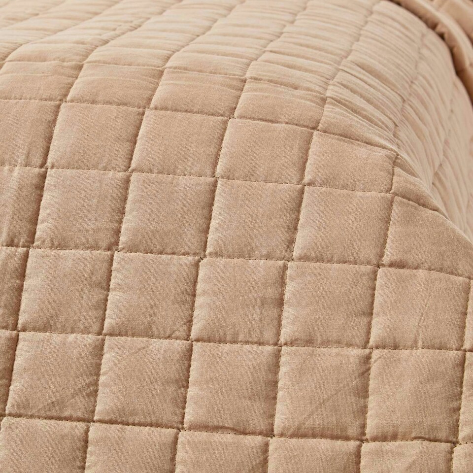 image 1 of Homescapes Cotton Quilted Reversible Bedspread Chocolate Mink Brown - 150 x 200 cm | Brown