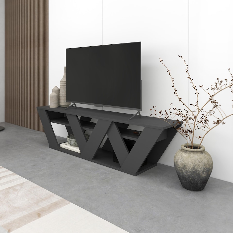 image 1 of Decortie Ralla TV Stand 158x30x40cm Anthracite Grey