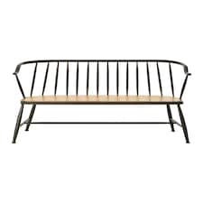 Interiors By Premier Stylish Ash Wood And Metal Bench Chair, Industrial Dining Bench Chair, Versatile Livingroom Bench Chair Black