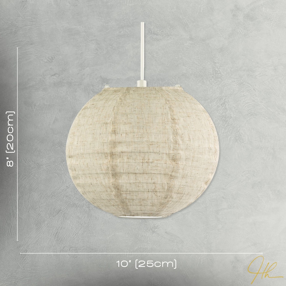 image 1 of Chic Natural Linen Fabric Oatmeal Spherical Pendant Lighting Shade | Cream | Taupe | 1