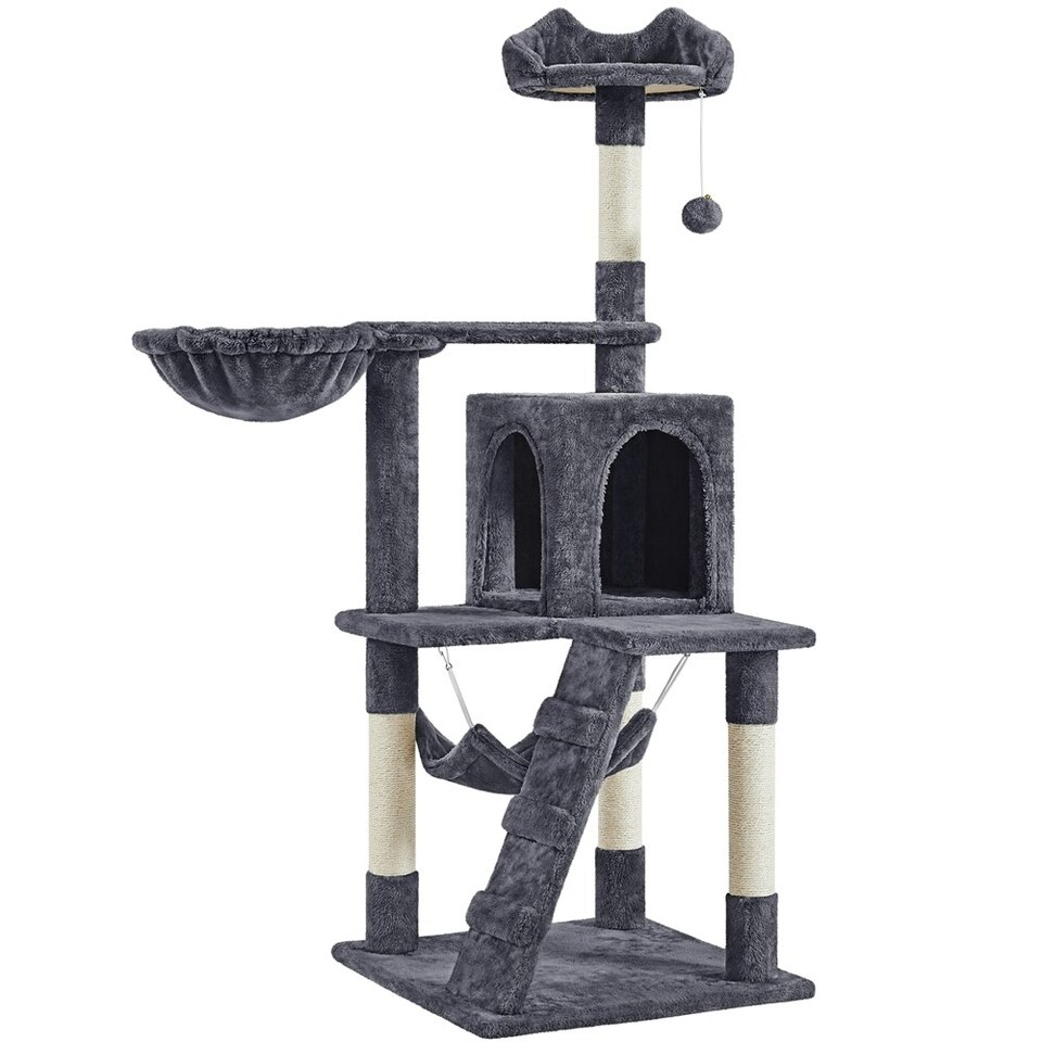 image 1 of Yaheetech 136.5 cm Tall Multilevel Cat Tree Condo Dark Grey