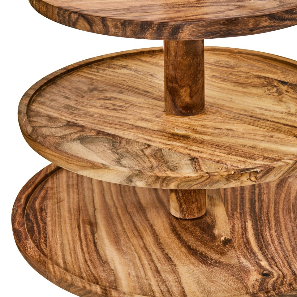 image 1 of Kora Sheesham Wood Three Tier Cake Stand Brown