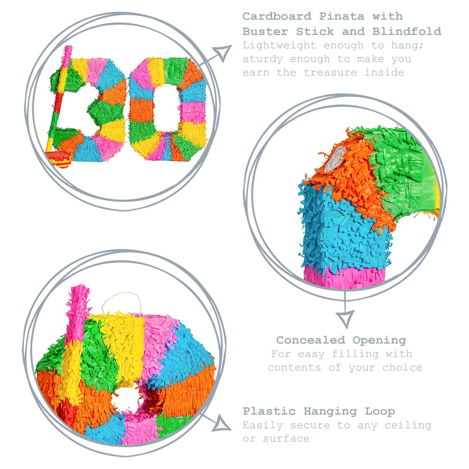 image 1 of Fax Potato Fax Potato Pinata Set with Stick & Blindfold - 30th Birthday / Anniversary - Rainbow