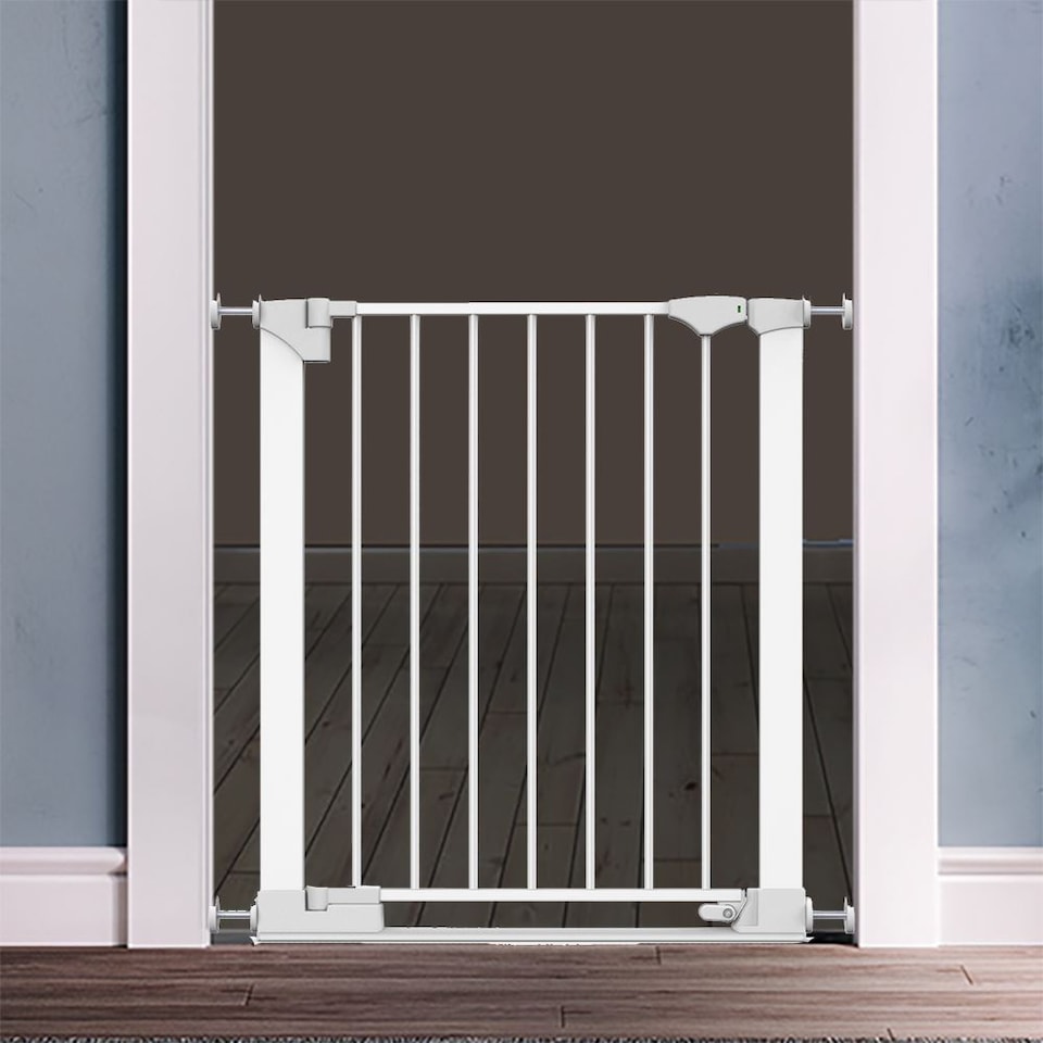 image 1 of Bettacare SafeStep Dog Gate, White, 124cm - 131cm, Extra Low Walkthough, 81cm Extra Wide Doorway, Extra Wide Pet Gate | White