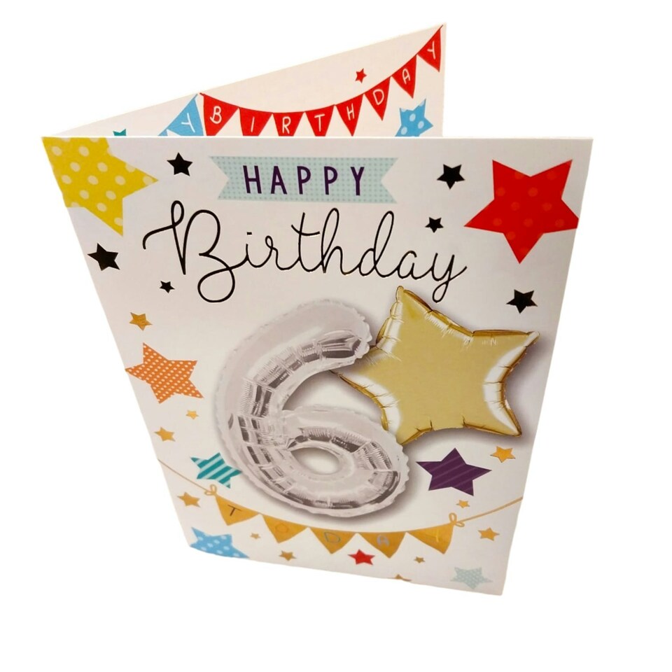 image 1 of Happy Birthday 6 Balloon Boutique Greeting Card