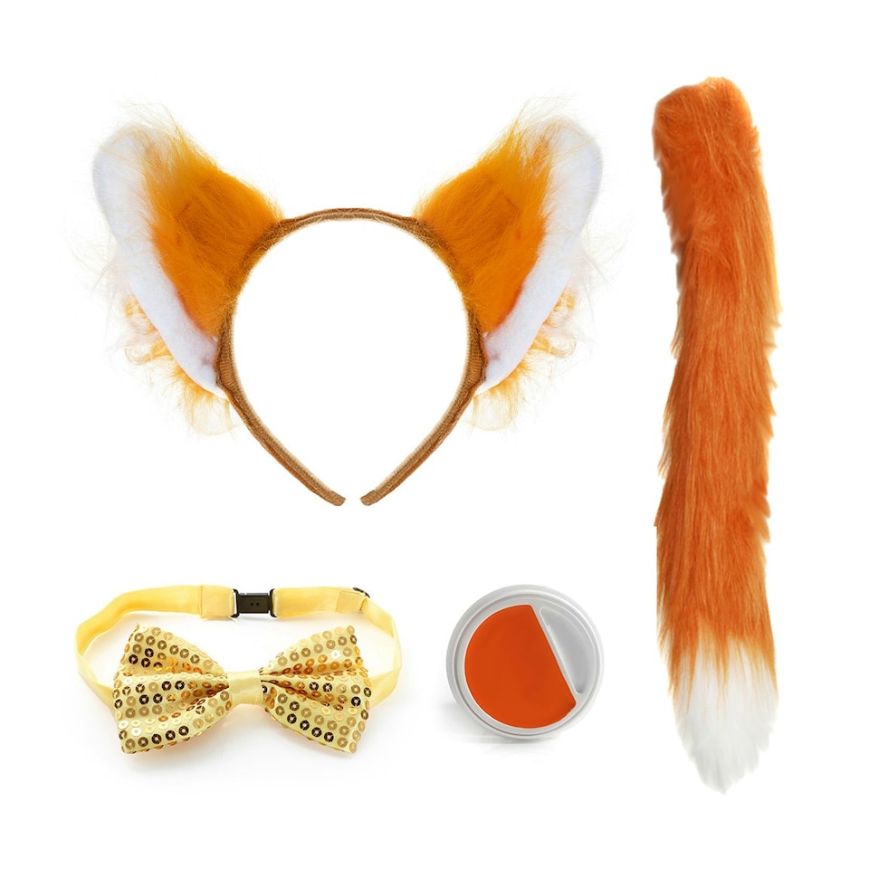 image 1 of Mr Fox Accessory Set - Ears, Tail, Tie & Facepaint Orange | One Size