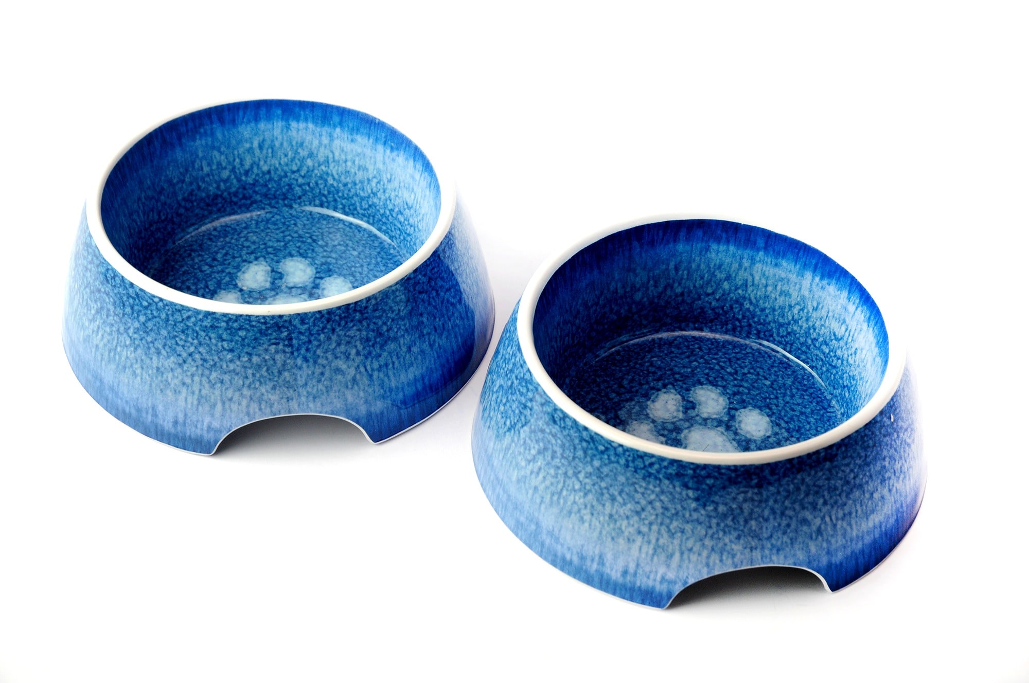 Indigo Impressions Paw Pet Bowl Set of 2, Blue Small Melamine Bowls â 1 Cup Capacity Dog & Cat Food Bowls