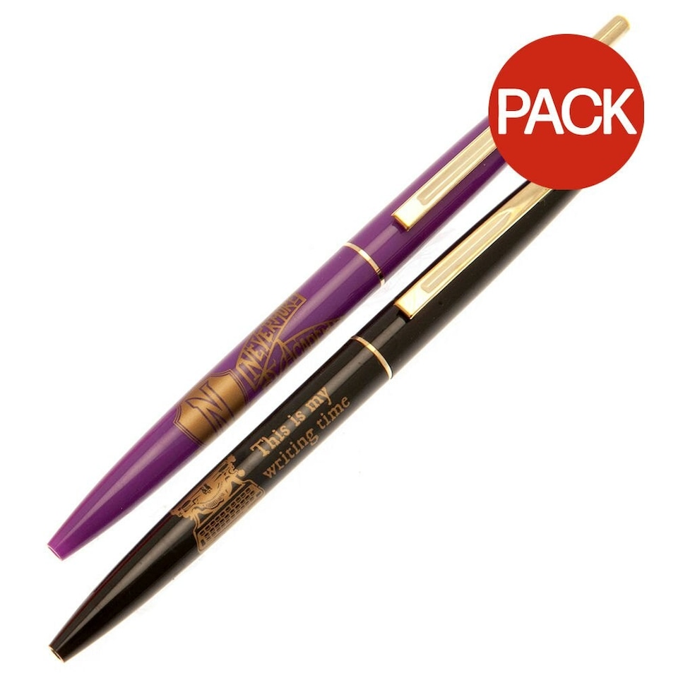 image 1 of Wednesday Pen Set (Pack of 2) - Purple/Black/Gold - One Size