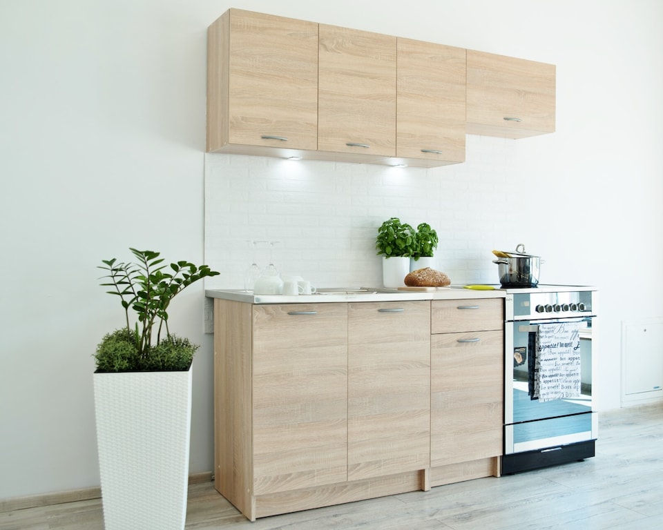 image 1 of Kitchen Cabinets Set 5 Unit Sonoma Oak Cupboard Worktop Budget Small Modern Nela