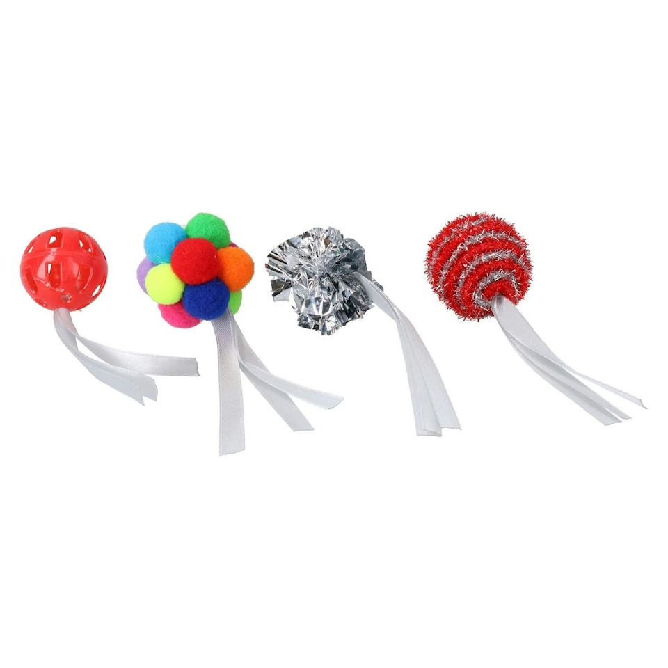 image 1 of 2pk Cat Kitten Festive Christmas Cracker Gift Contains 4 Different Textured Balls