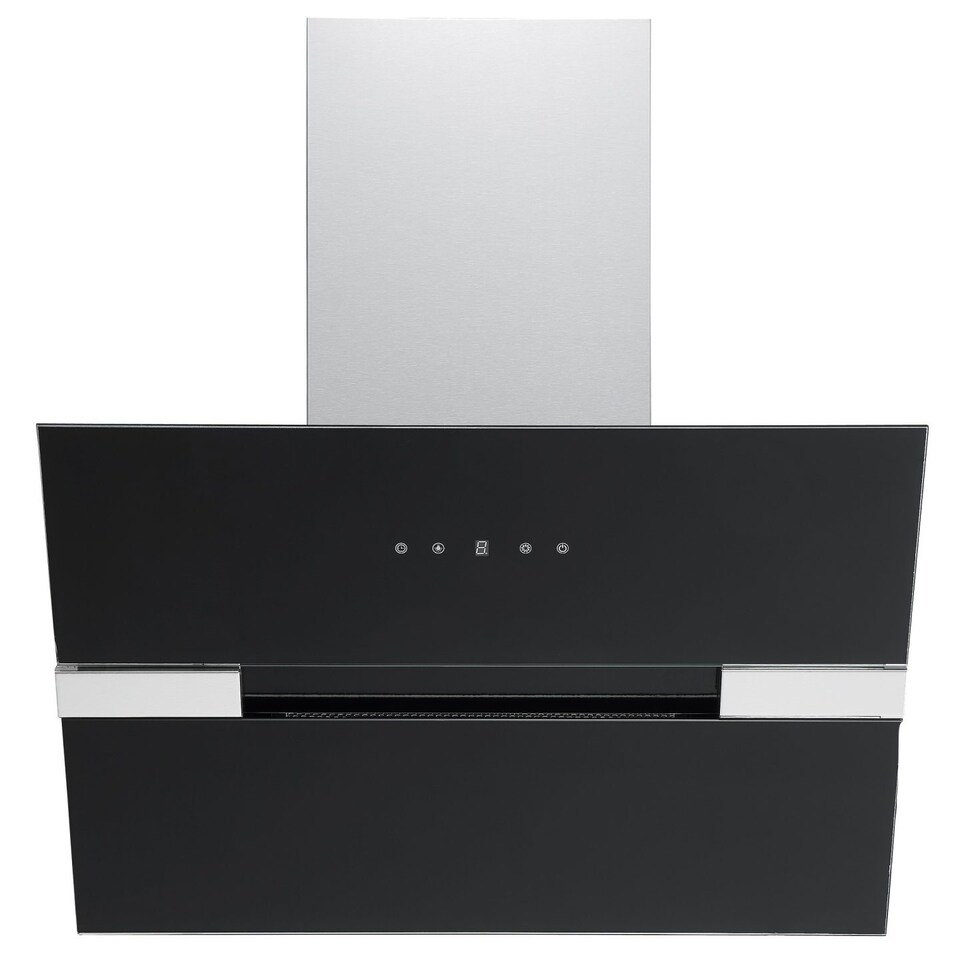 image 1 of Cookology 60cm Black Glass Angled Cooker Hood - Slide Design with Touch Controls