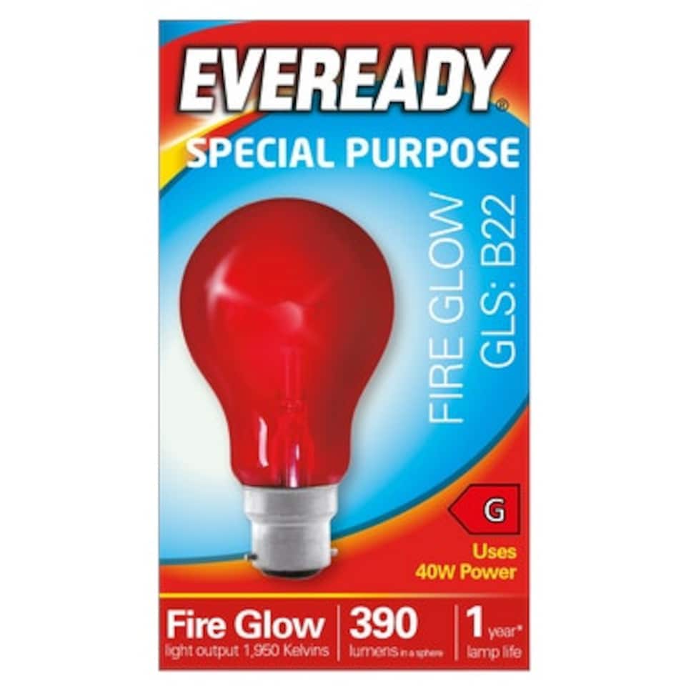 image 1 of Eveready B22 Fireglow Red Bulb 390lm 40W 1950k - Pack of 1