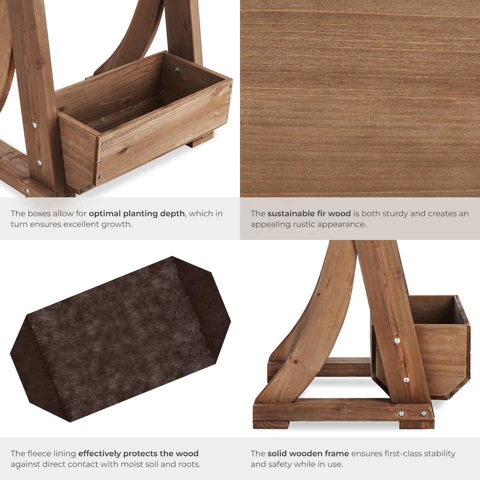 image 1 of Vertical Planter Flora in a Rustic Wooden Design with 3 to 5 Tiers and Plant Fleece Included | Brown | brown | 49 x 60 x 140 cm | 1