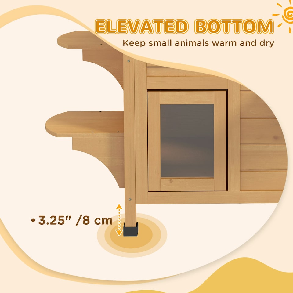 image 1 of PawHut Wooden Cat House Cat Cave Pet Shelter Condos Outdoor Natural Wood Finish