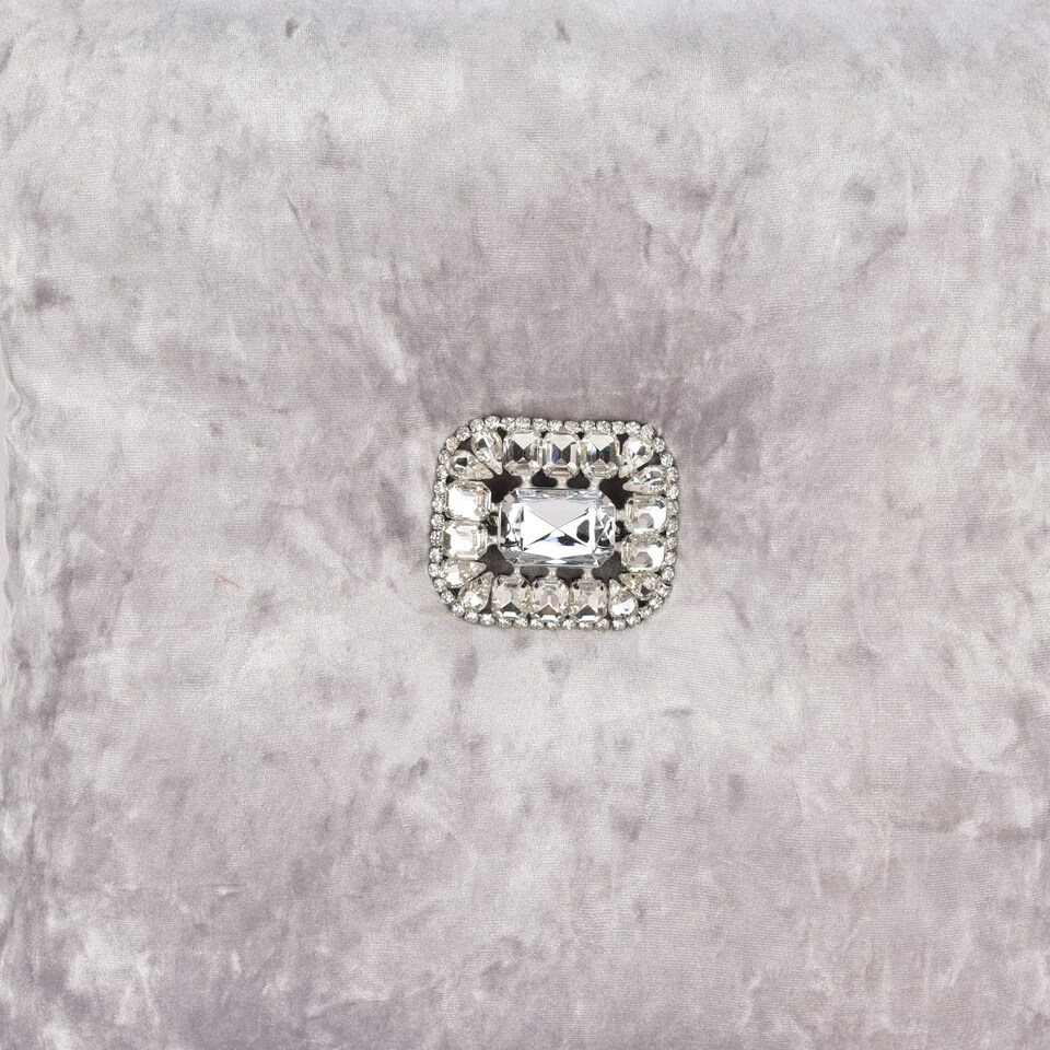 image 1 of Hestia Diamante Crushed Velvet Cushion Silver