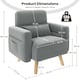 image 4 of Yaheetech Fabric Armchair Chair with Rubberwood Legs Side Pockets and Lumbar Pillow | Grey | Light Grey
