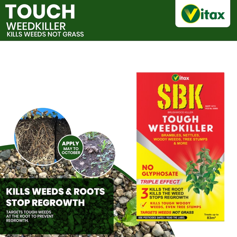 image 1 of Vitax SBK Brushwood Killer 250ml Tough Weedkiller for Brambles Nettles Tree Stumps & Woody Weeds Fast-Acting