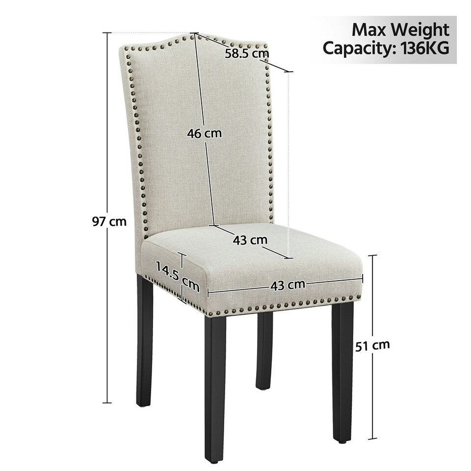 image 1 of Yaheetech Set of 2 Modern Fabric Upholstered Dining Chairs Cream