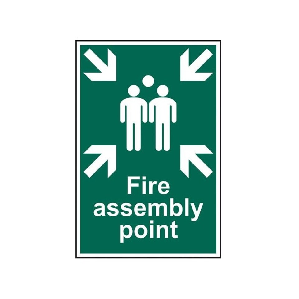 Scan Fire Assembly Point - Pvc Sign 200 X 300mm - Multi Colour - 200 x 300mm