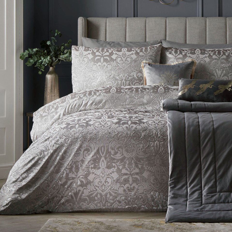image 1 of Laurence Llewelyn-Bowen Firenza Duvet Cover Set Silver